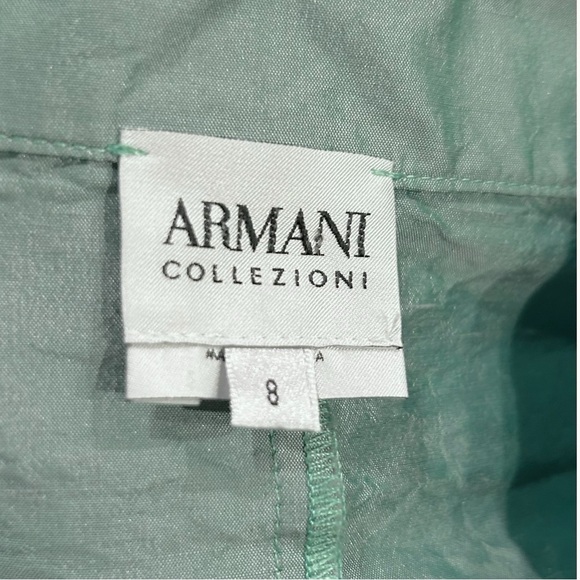 💚 Armani Collezioni Seafoam Silk Pintuck Jacket Blouse | Size 8 - Picture 5 of 6